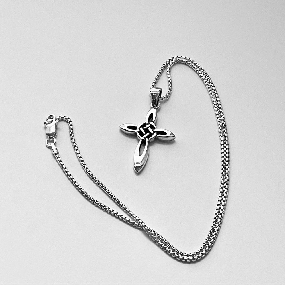 Sterling Silver Celtic Cross Necklace, Silver Necklace, Religious Necklace